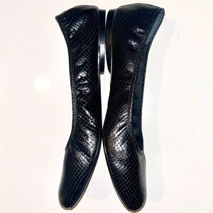 Linea Paolo Ballet Flats Black Faux Snakeskin 11 Classic Timeless Preppy Comfort